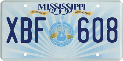 MS license plate XBF608
