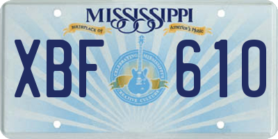 MS license plate XBF610