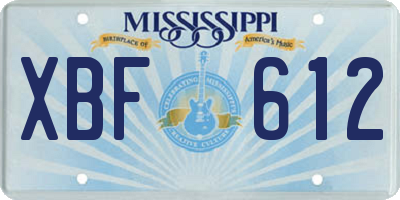 MS license plate XBF612
