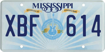 MS license plate XBF614