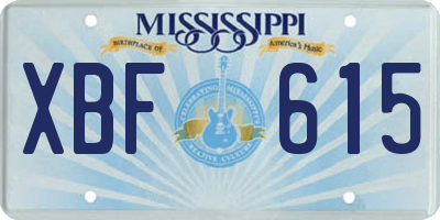 MS license plate XBF615