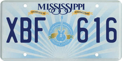 MS license plate XBF616