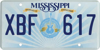 MS license plate XBF617