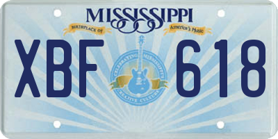 MS license plate XBF618