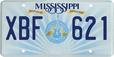 MS license plate XBF621
