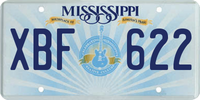 MS license plate XBF622