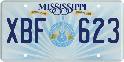 MS license plate XBF623