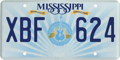 MS license plate XBF624