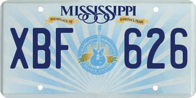 MS license plate XBF626