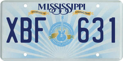 MS license plate XBF631