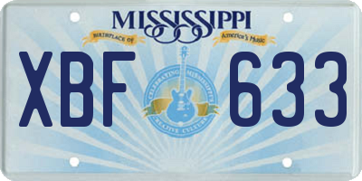 MS license plate XBF633