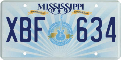MS license plate XBF634