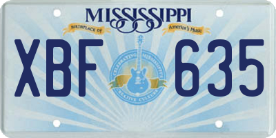 MS license plate XBF635