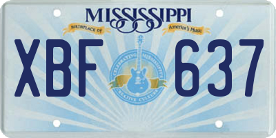 MS license plate XBF637