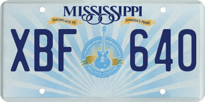 MS license plate XBF640