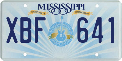 MS license plate XBF641