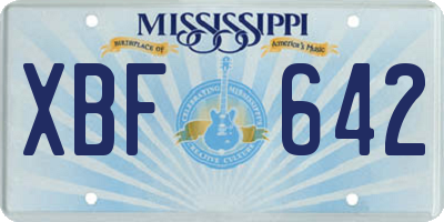 MS license plate XBF642