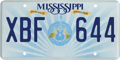 MS license plate XBF644