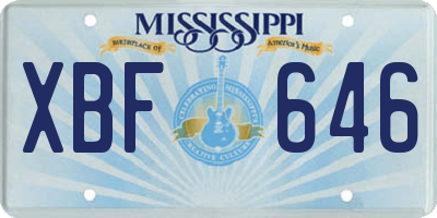 MS license plate XBF646
