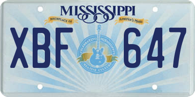 MS license plate XBF647
