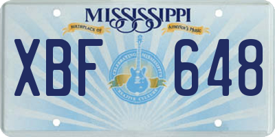 MS license plate XBF648