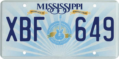 MS license plate XBF649