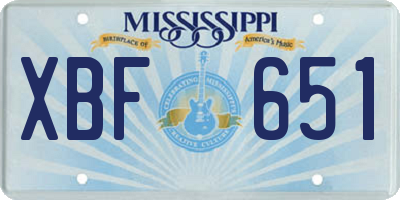 MS license plate XBF651