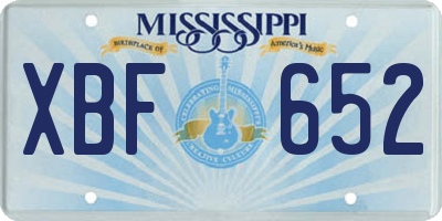 MS license plate XBF652