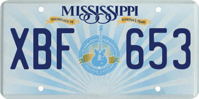 MS license plate XBF653