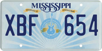 MS license plate XBF654