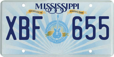 MS license plate XBF655