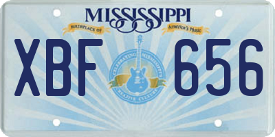 MS license plate XBF656