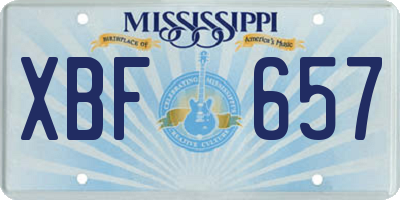 MS license plate XBF657
