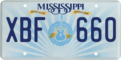 MS license plate XBF660