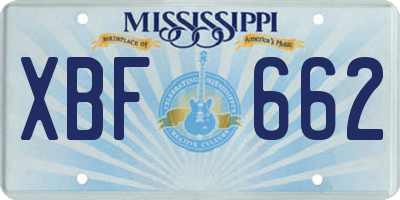MS license plate XBF662
