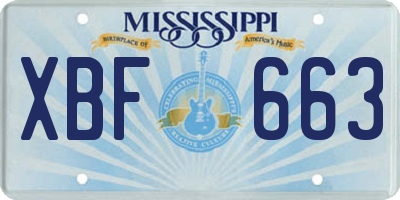 MS license plate XBF663