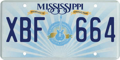 MS license plate XBF664