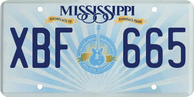 MS license plate XBF665