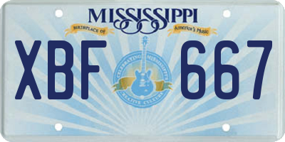 MS license plate XBF667