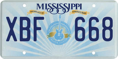 MS license plate XBF668