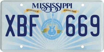 MS license plate XBF669
