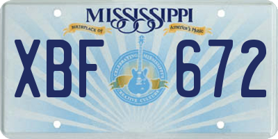 MS license plate XBF672