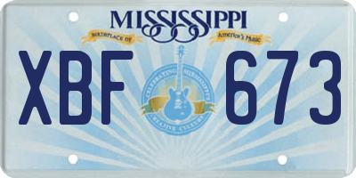 MS license plate XBF673