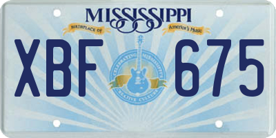 MS license plate XBF675