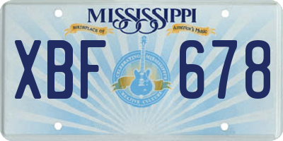 MS license plate XBF678