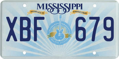 MS license plate XBF679