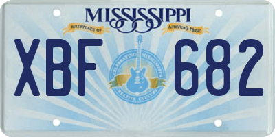 MS license plate XBF682