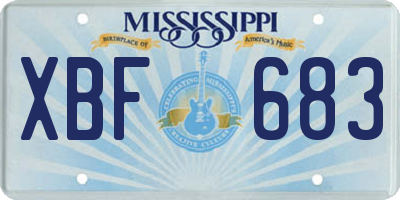 MS license plate XBF683