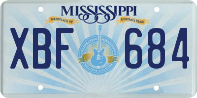 MS license plate XBF684