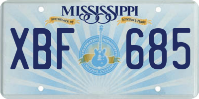 MS license plate XBF685